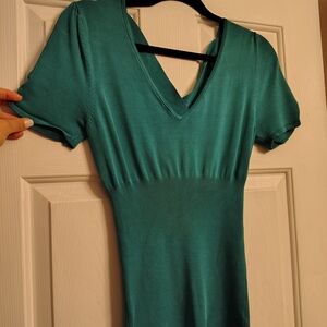 bebe Teal V-Neck Short Sleeve Top